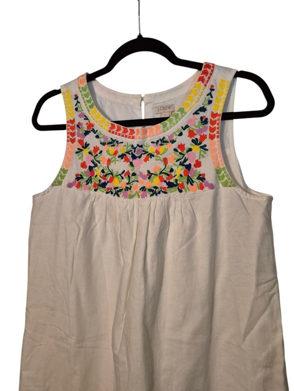 J. Crew NWT Floral Embroidered Linen/ Cotton White Tunic Dress 4 - Picture 2 of 5